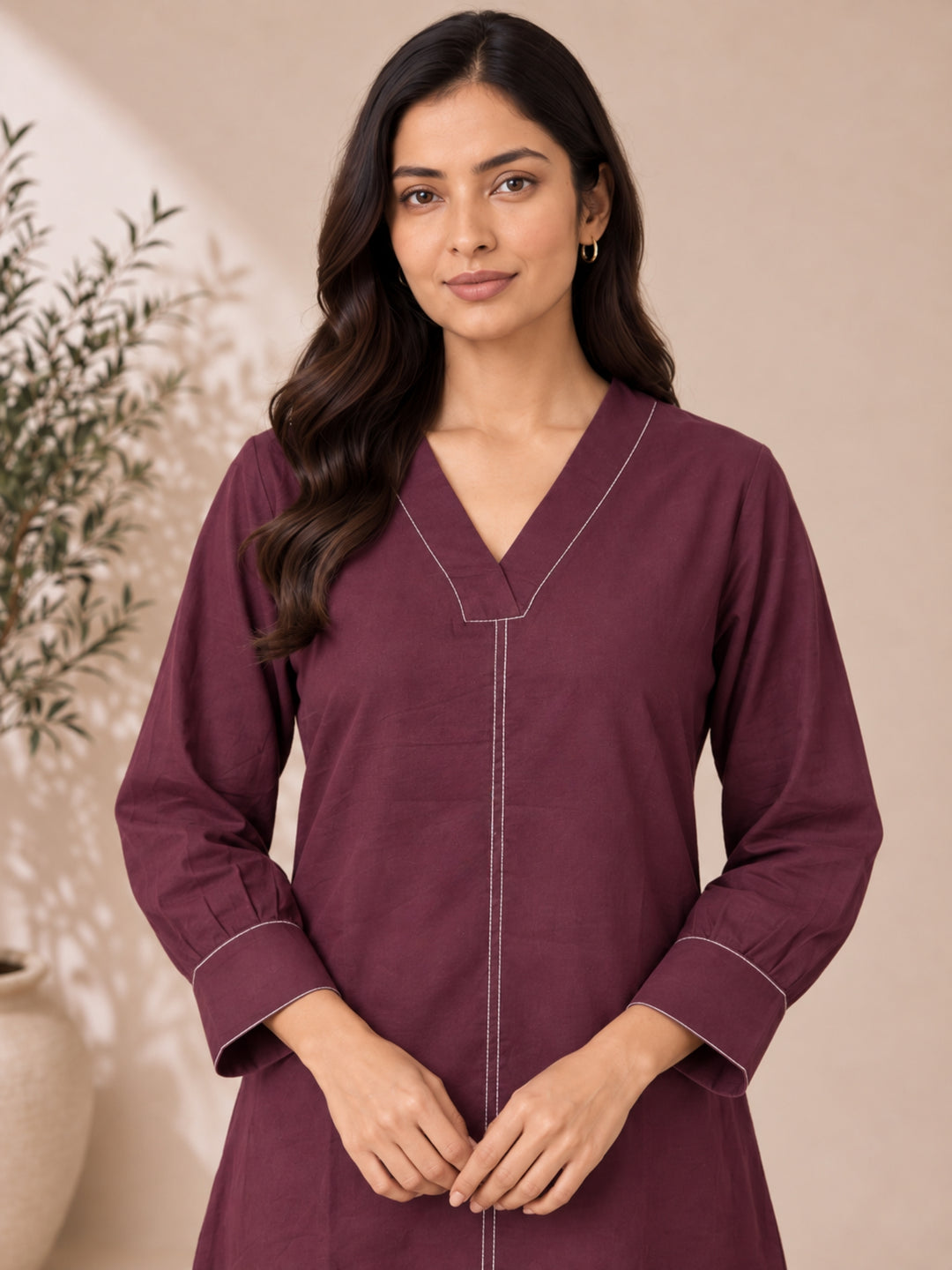 Akshara garnet cotton dress