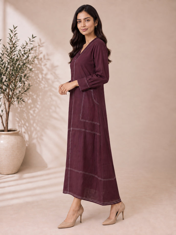 Akshara garnet cotton dress