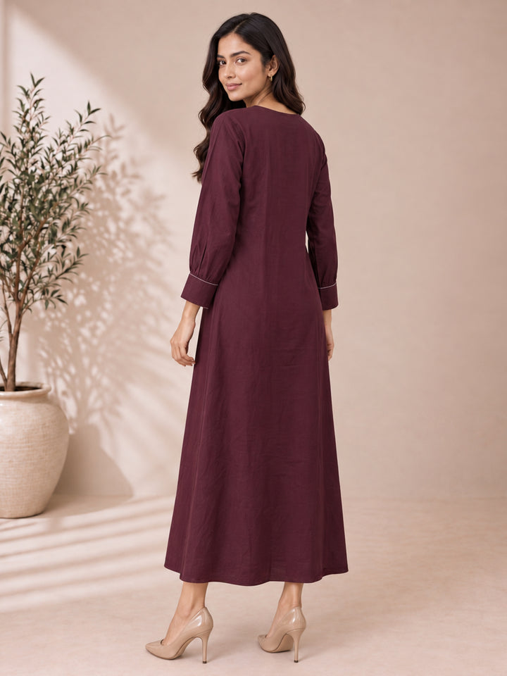 Akshara garnet cotton dress
