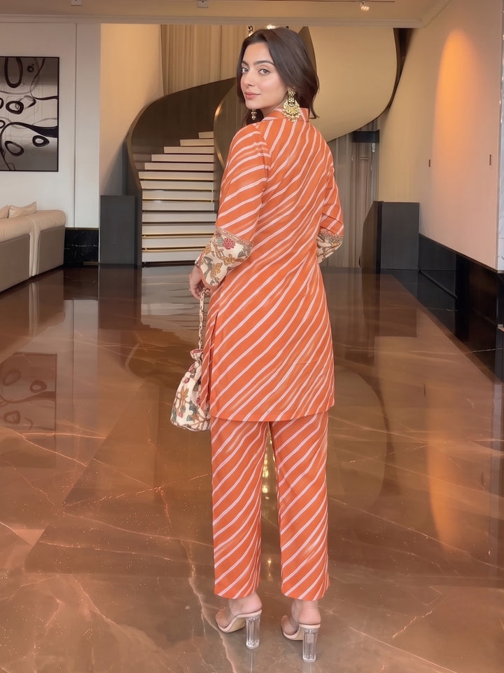 Akshara Rufos Printed Co-Ord Set (Comes With Potli)