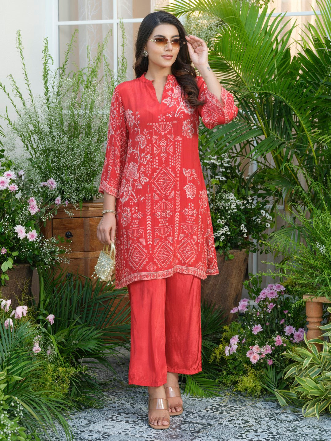 Palash crimson co-ord set