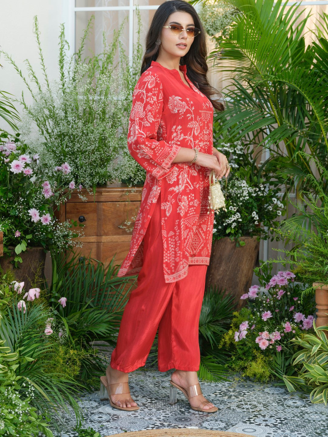 Palash crimson co-ord set