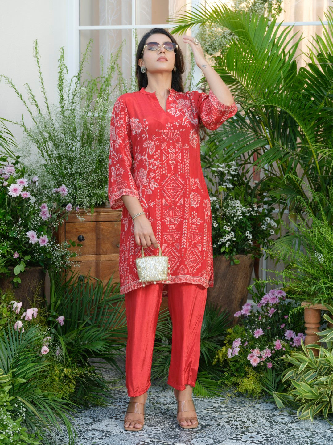 Palash crimson co-ord set