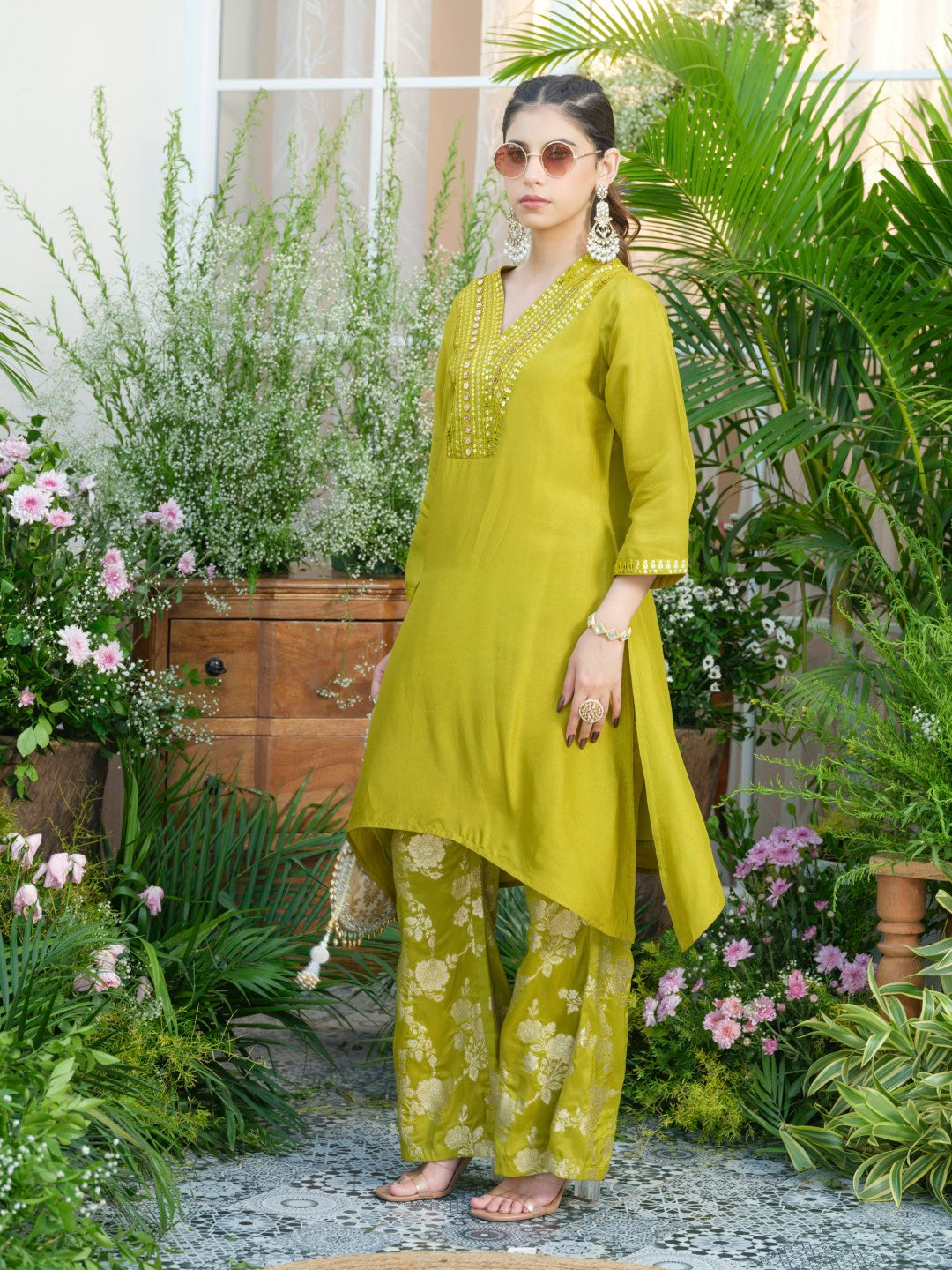 Meera Fern Fusion Set with Jacquard Pants