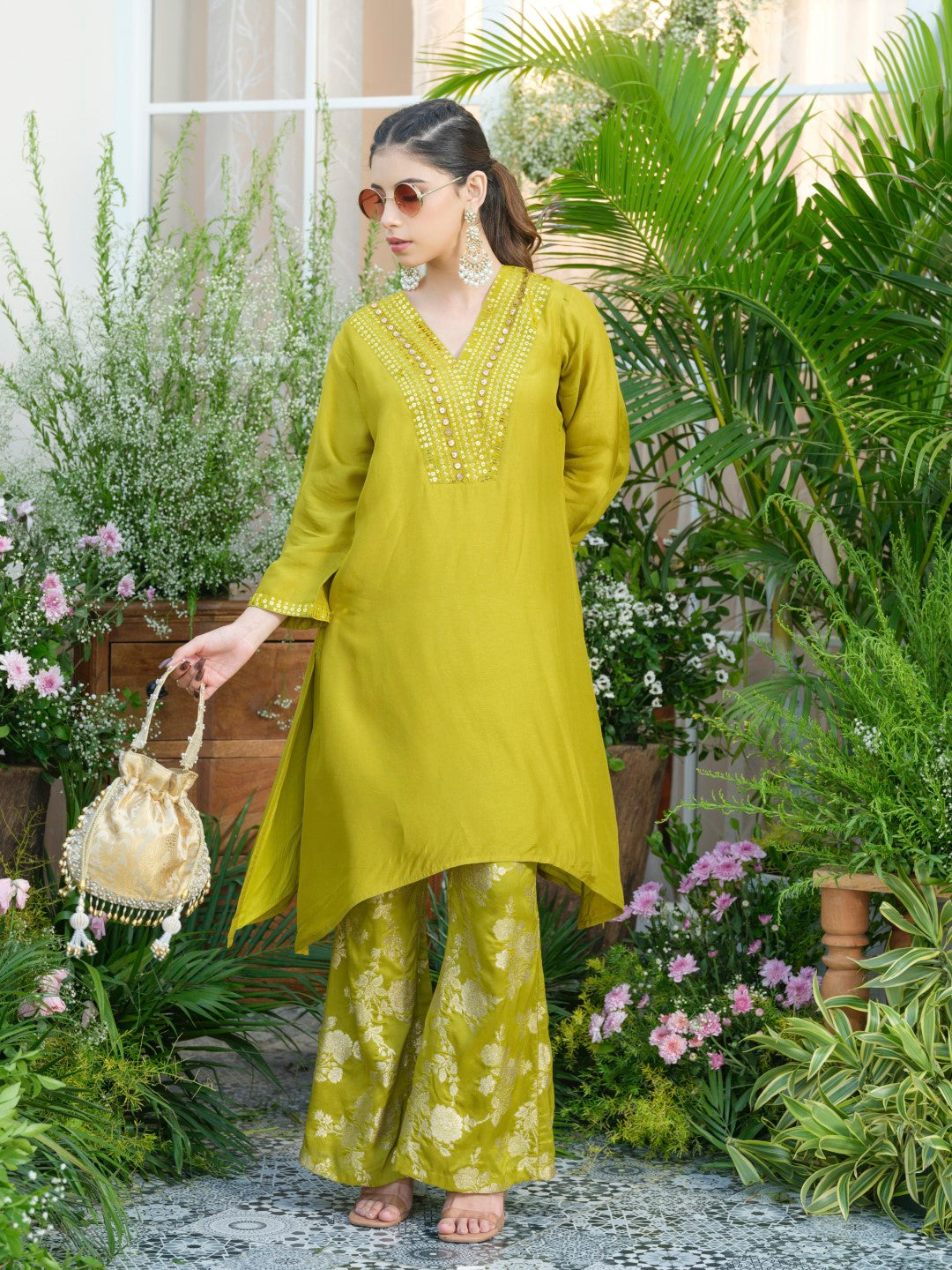 Meera Fern Fusion Set with Jacquard Pants