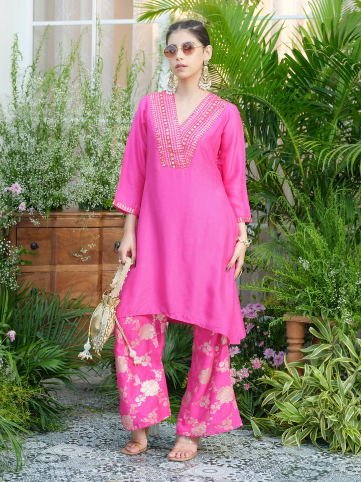 Meera Rose Premium Fusion Set with Jacquard Pants