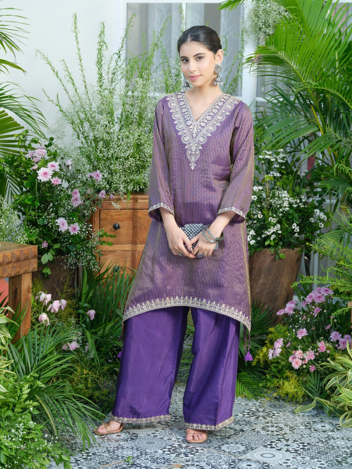 Palash purple work Premium co-ord set