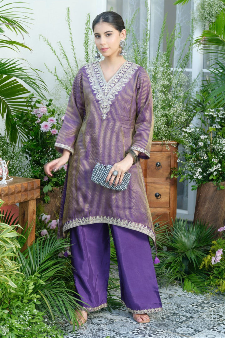 Palash purple work Premium co-ord set