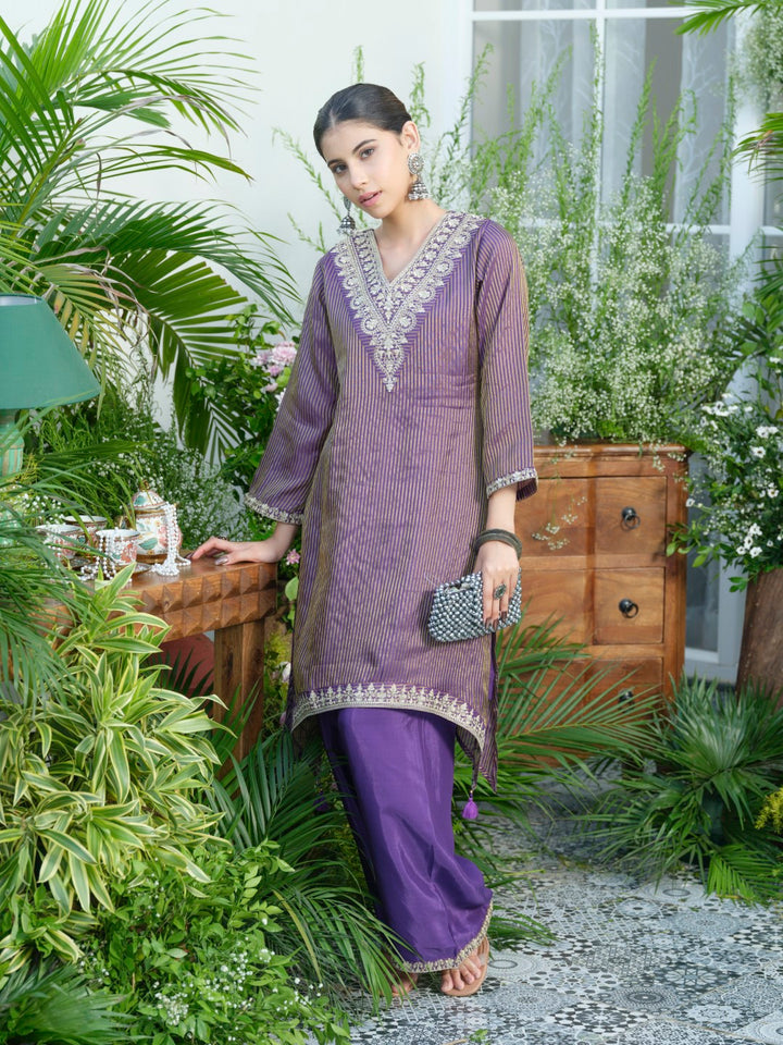 Palash purple work Premium co-ord set