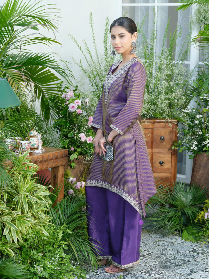 Palash purple work Premium co-ord set