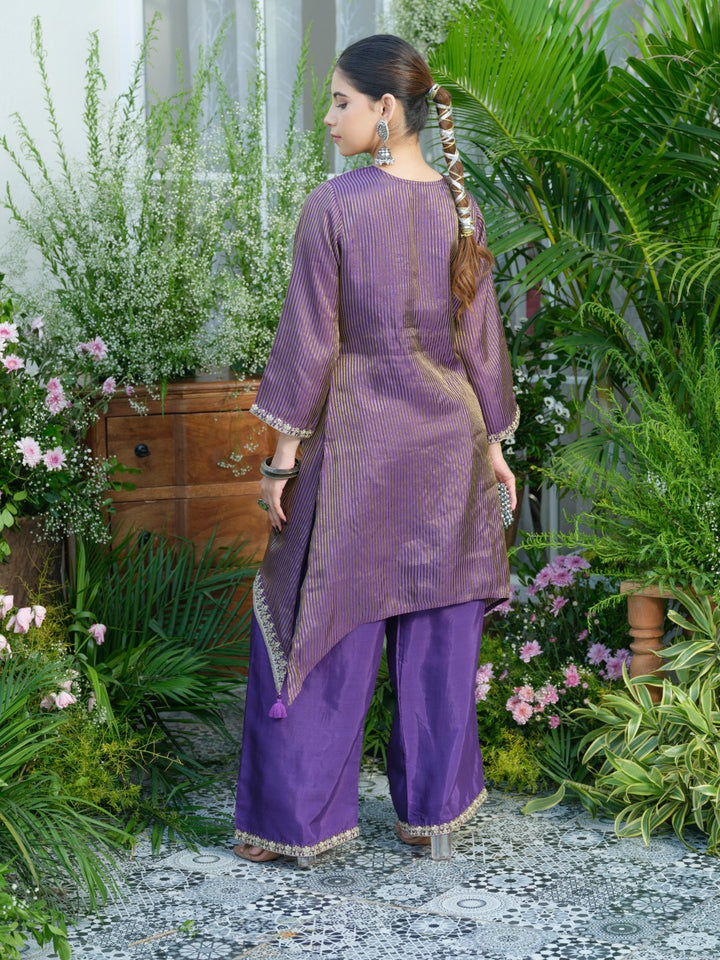 Palash purple work Premium co-ord set