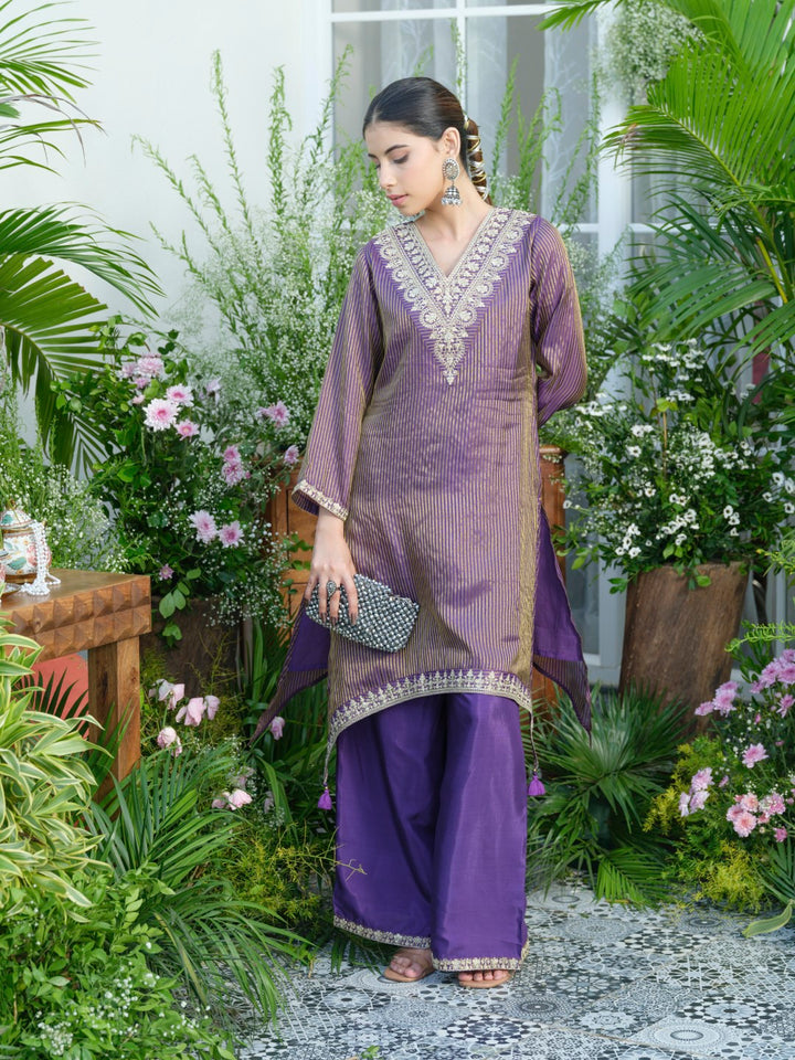 Palash purple work Premium co-ord set