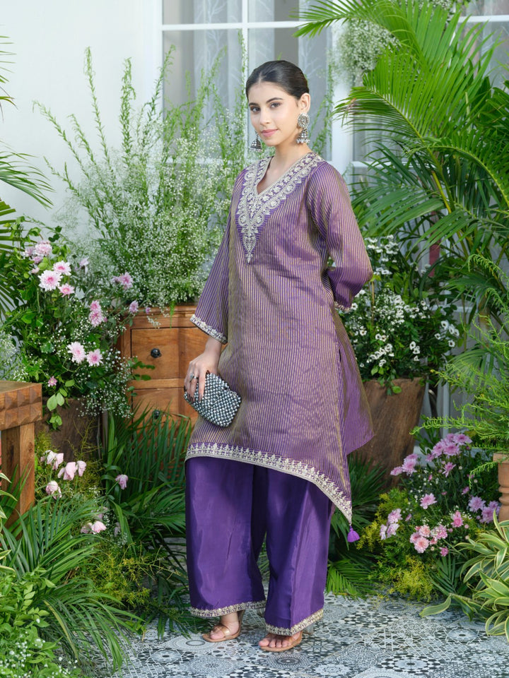 Palash purple work Premium co-ord set
