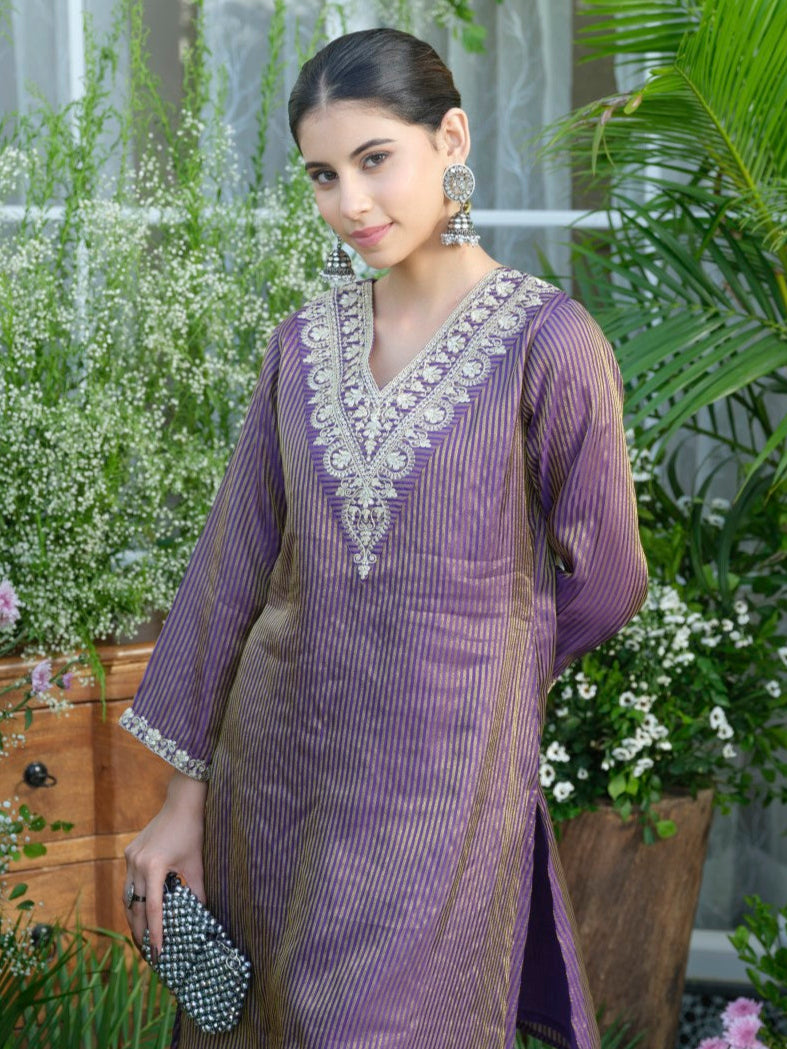 Palash purple work Premium co-ord set