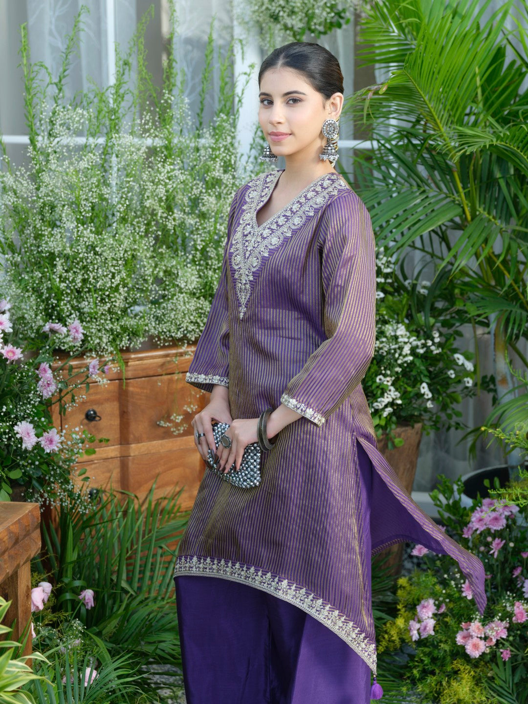 Palash purple work Premium co-ord set
