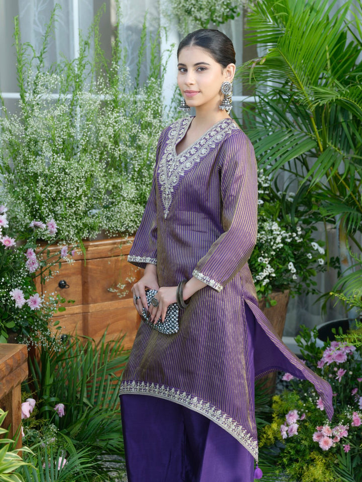 Palash purple work Premium co-ord set