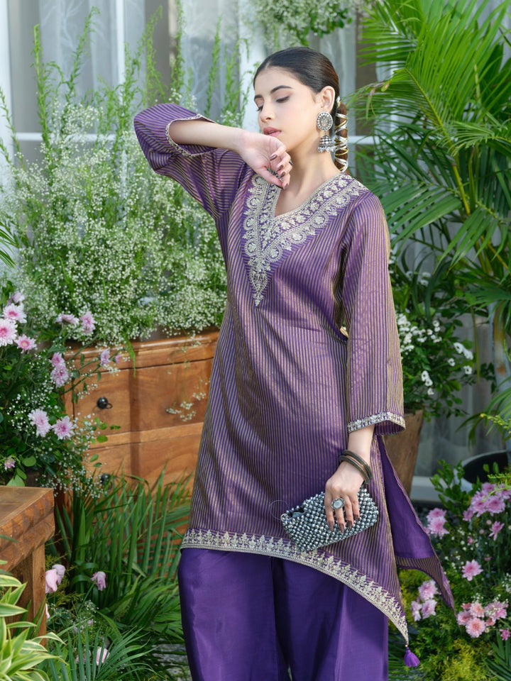 Palash purple work Premium co-ord set
