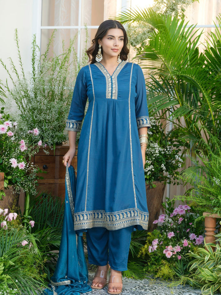 Palash cobalt full work suit set