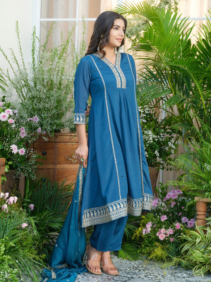 Palash cobalt full work suit set