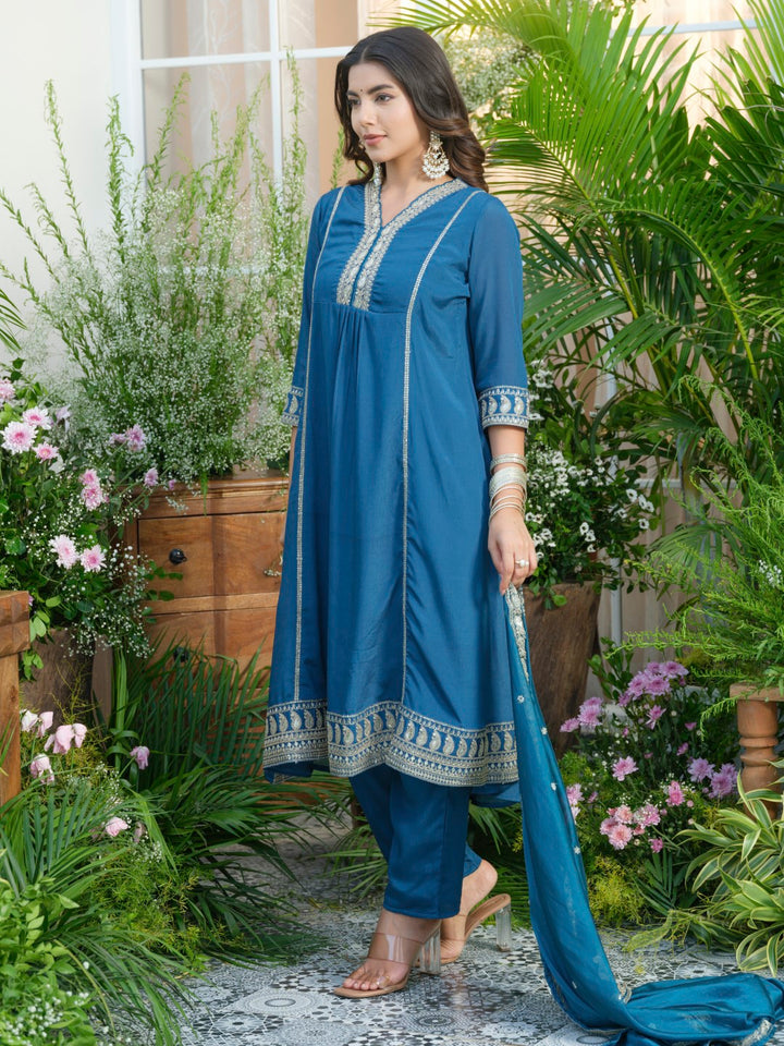 Palash cobalt full work suit set