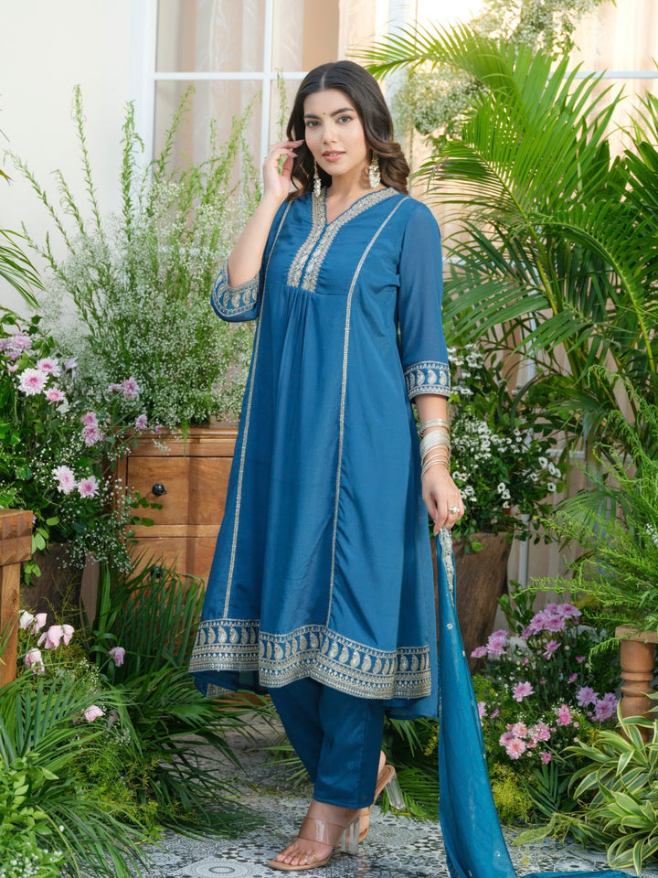 Palash cobalt full work suit set
