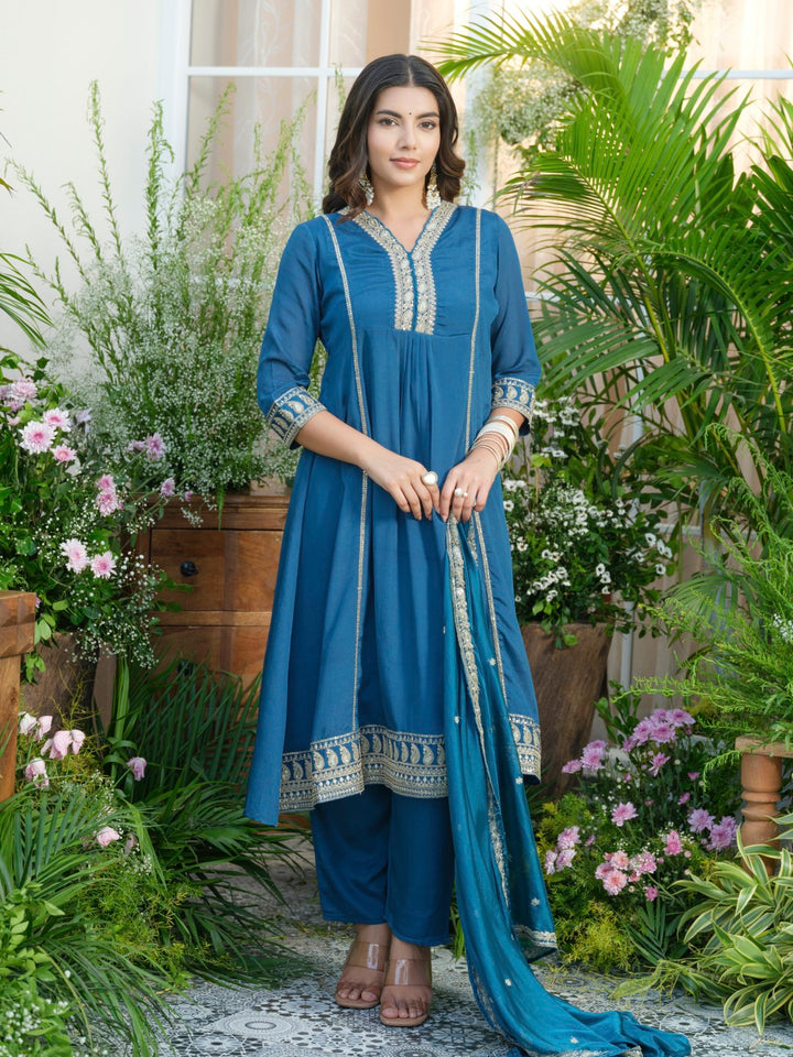 Palash cobalt full work suit set