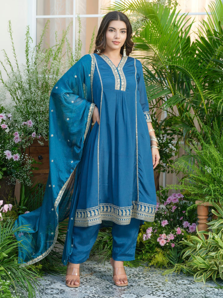 Palash cobalt full work suit set