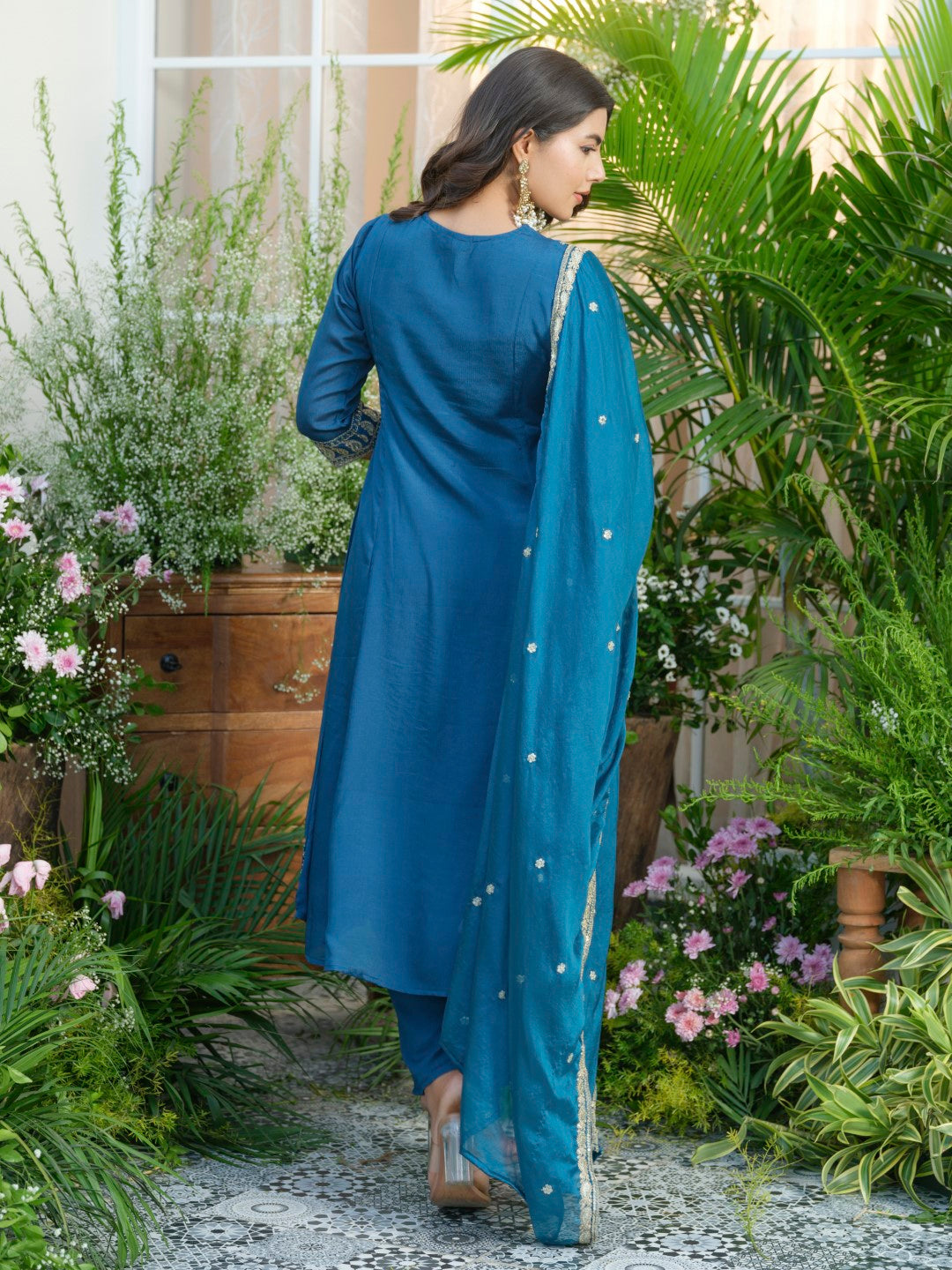 Palash cobalt full work suit set