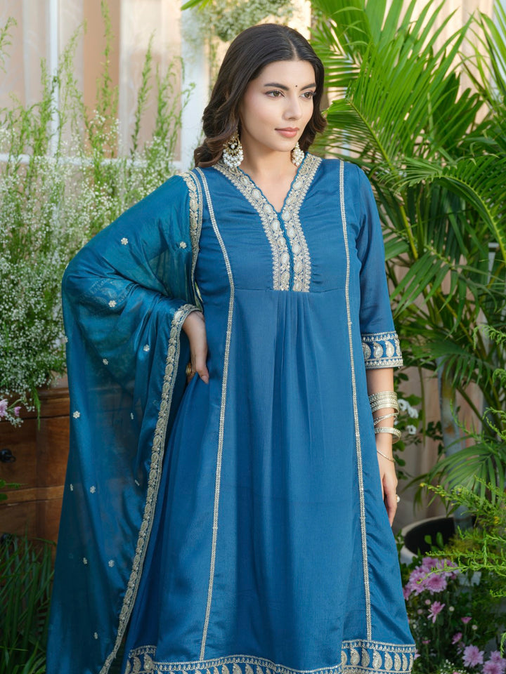 Palash cobalt full work suit set