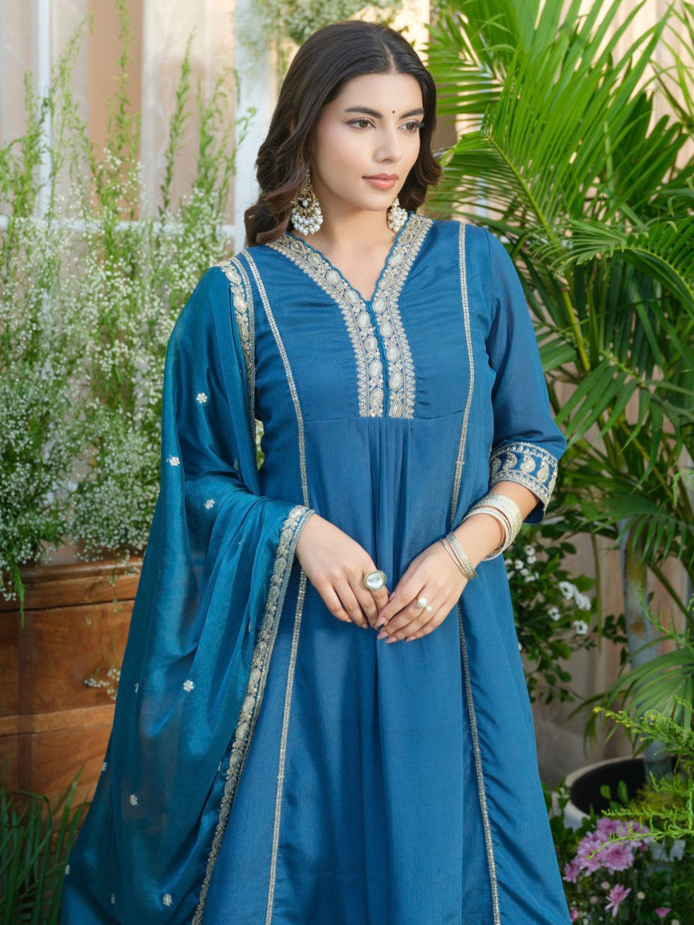 Palash cobalt full work suit set