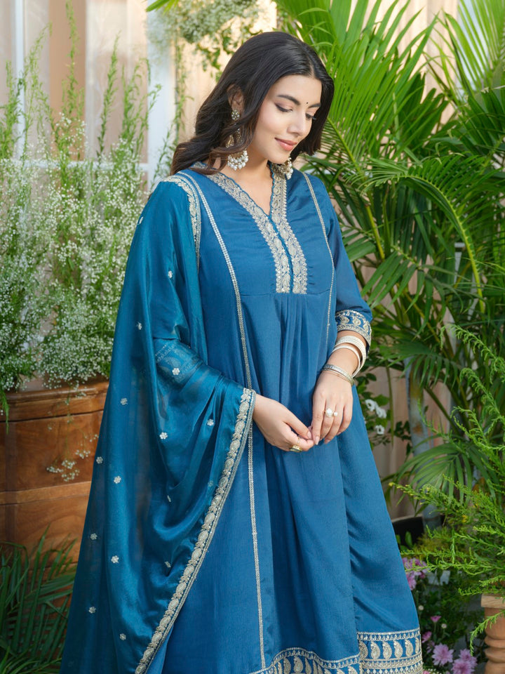 Palash cobalt full work suit set