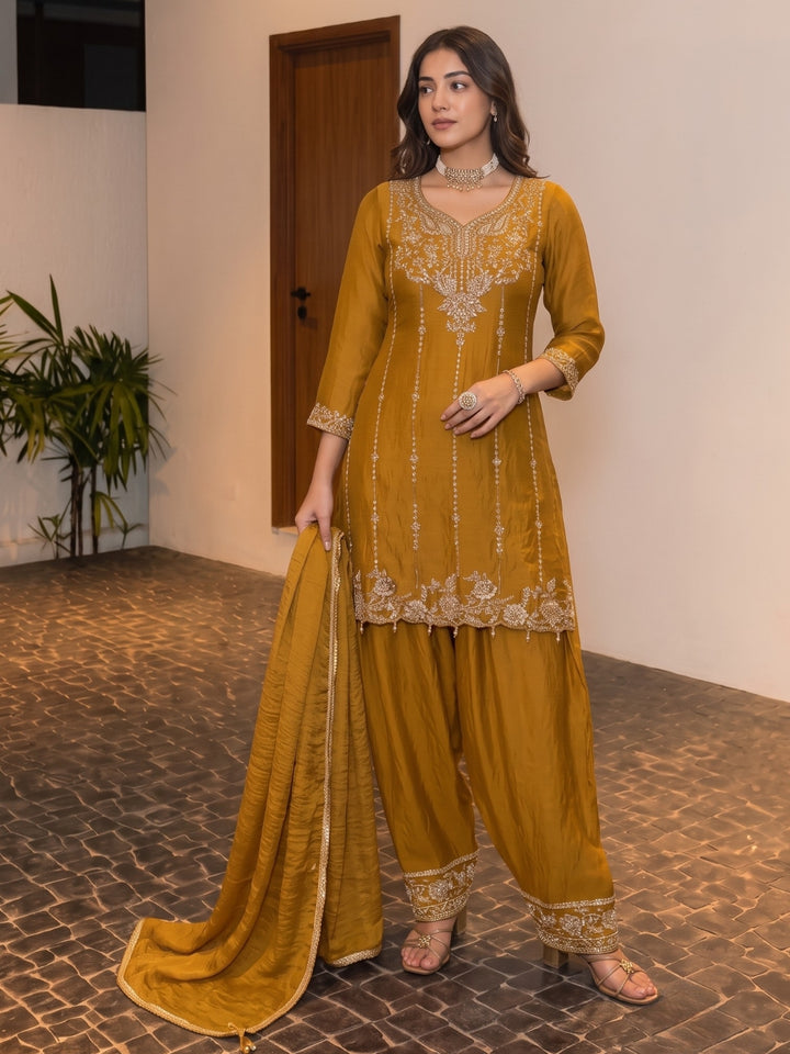 Alpa Canary Full Work Farshi Suit Set