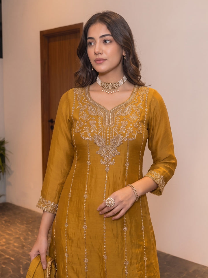 Alpa Canary Full Work Farshi Suit Set
