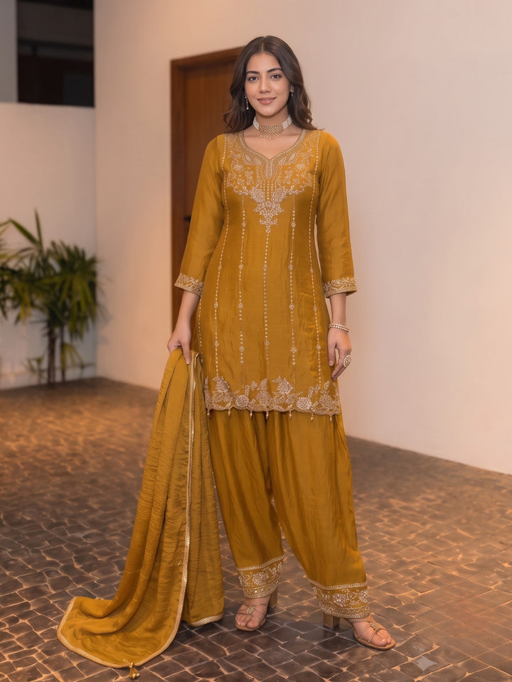 Alpa Canary Full Work Farshi Suit Set