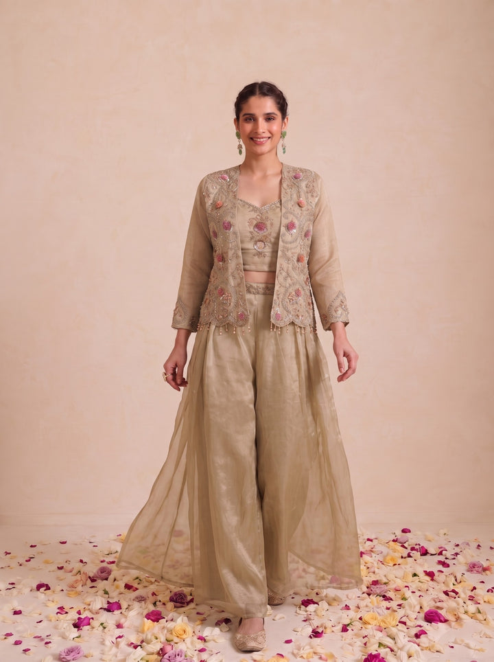 Alpa Daisy Full Work Fusion 3 Pc Co-Ord Set