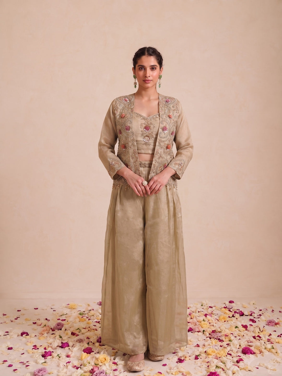 Alpa Daisy Full Work Fusion 3 Pc Co-Ord Set