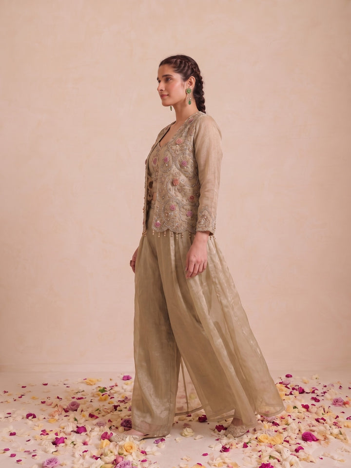 Alpa Daisy Full Work Fusion 3 Pc Co-Ord Set