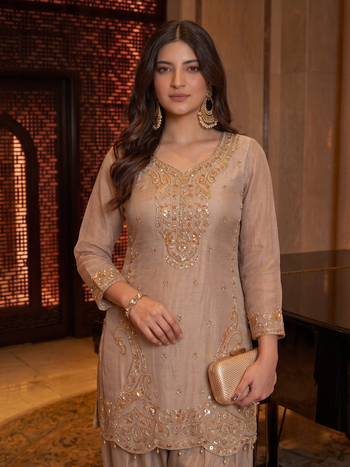 Alpa Latte Full Work Farshi Suit Set