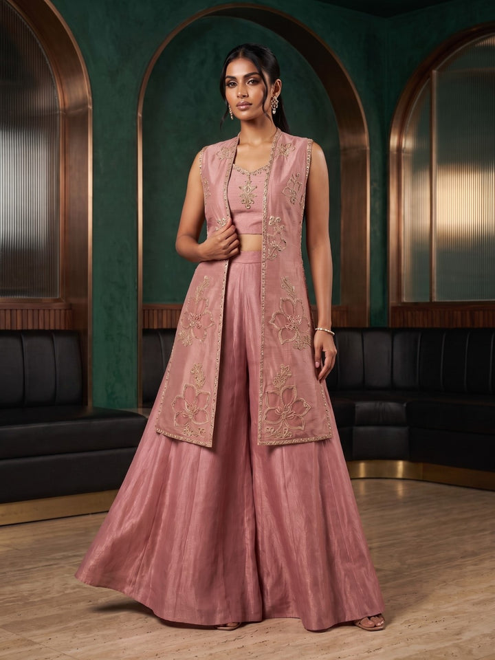 Alpa Salmon Full Work Fusion 3 Pc Co-Ord Set