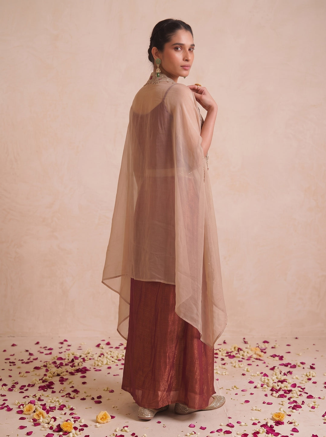 Alpa Tawny Full Work Drape Skirt Cape Set