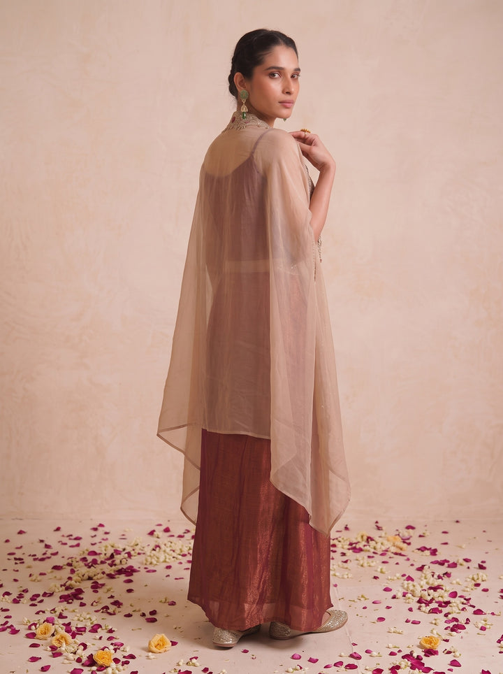 Alpa Tawny Full Work Drape Skirt Cape Set