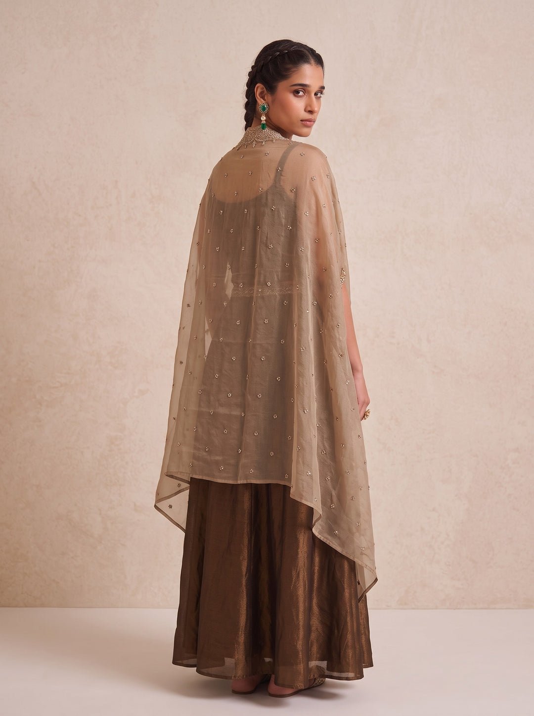 Alpa Russet Work Drape Skirt Cape  3 Pc Set