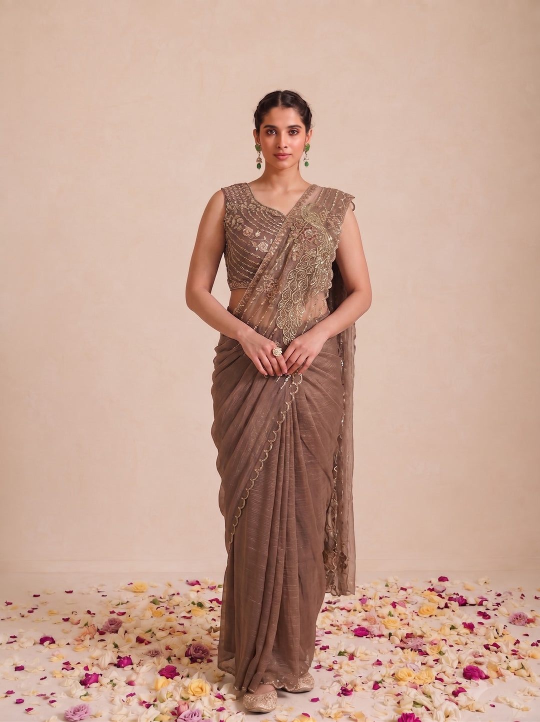 Alpa Mousse Full Work Ready Drape Saree