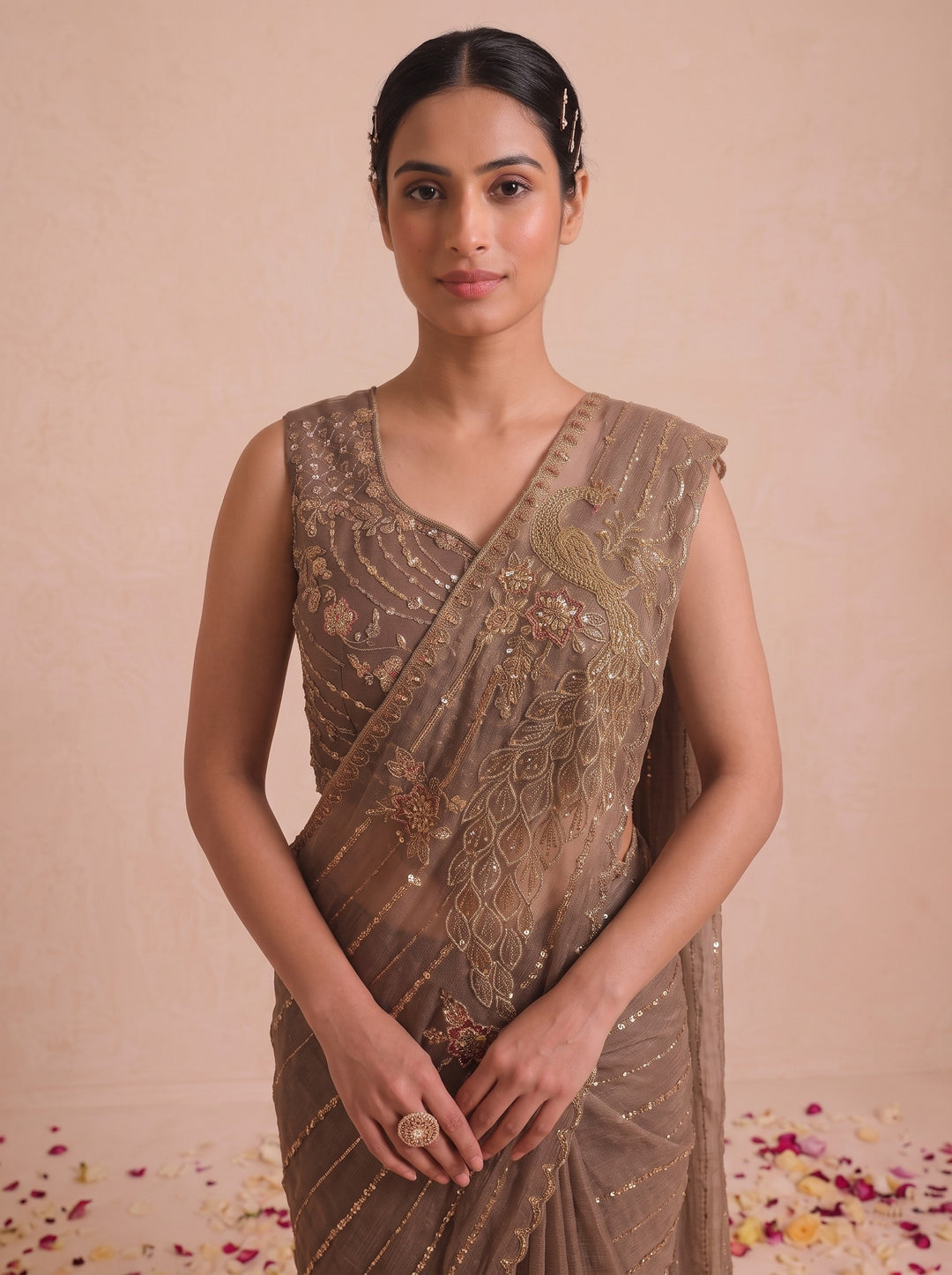 Alpa Mousse Full Work Ready Drape Saree