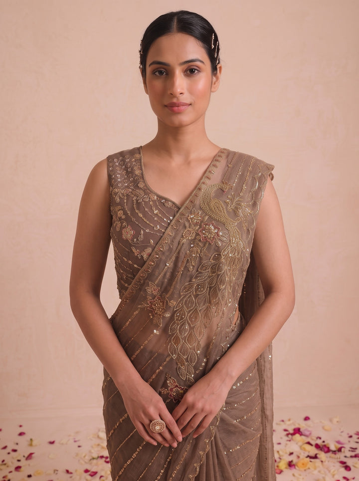 Alpa Mousse Full Work Ready Drape Saree