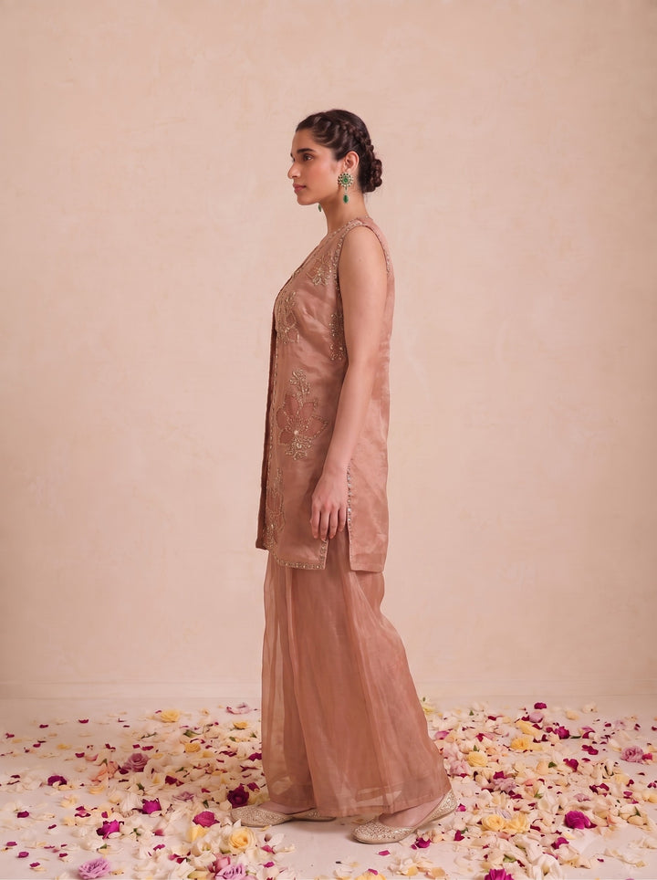 Alpa Salmon Full Work Fusion 3 Pc Co-Ord Set