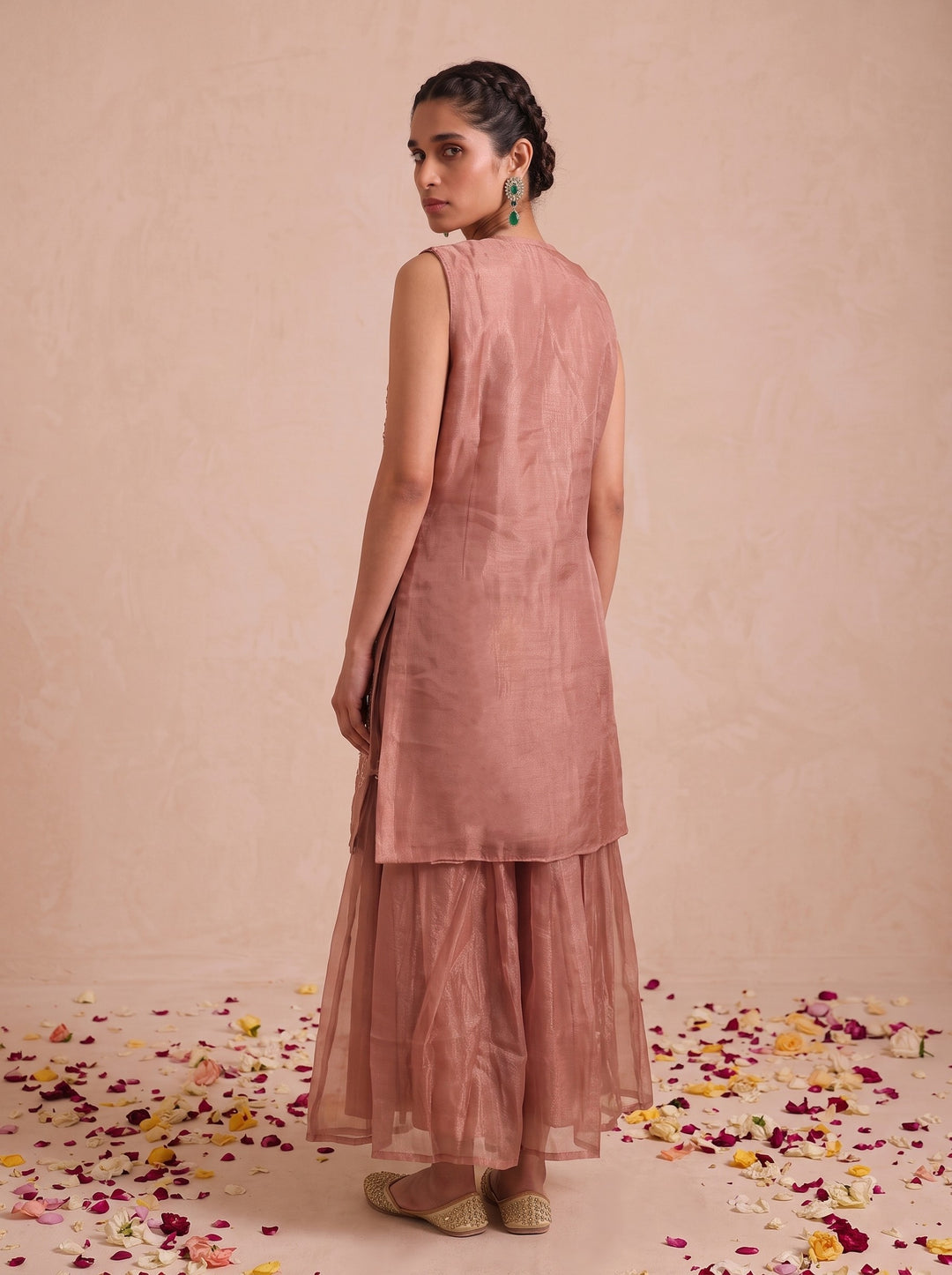 Alpa Salmon Full Work Fusion 3 Pc Co-Ord Set