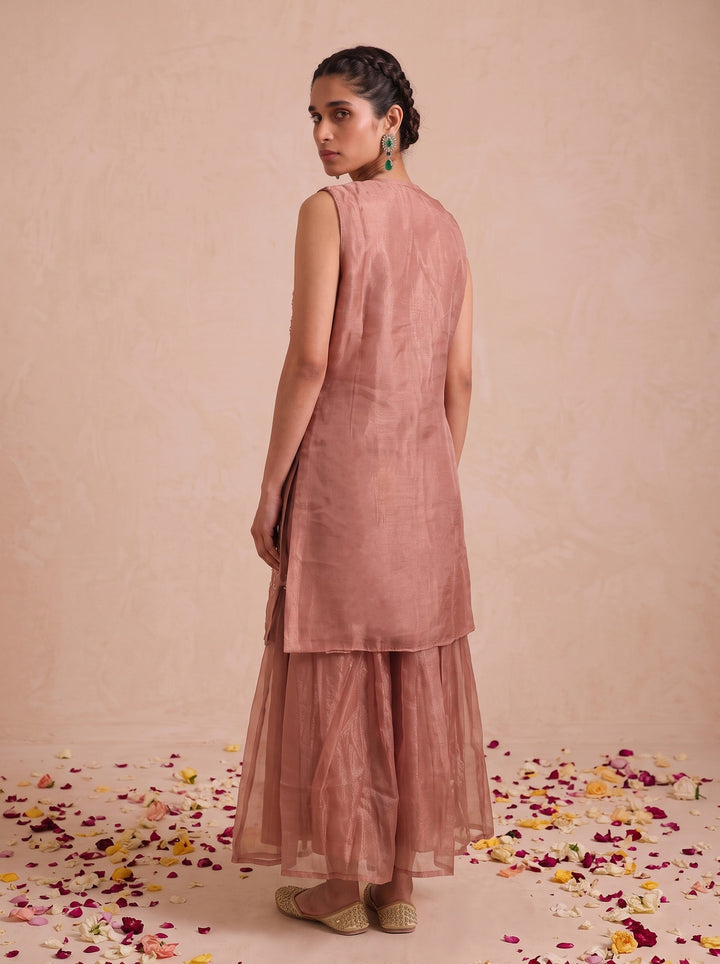 Alpa Salmon Full Work Fusion 3 Pc Co-Ord Set