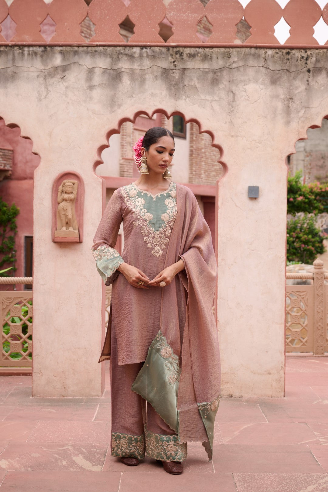 Gaurisha Tan Full Work Premium Suit set