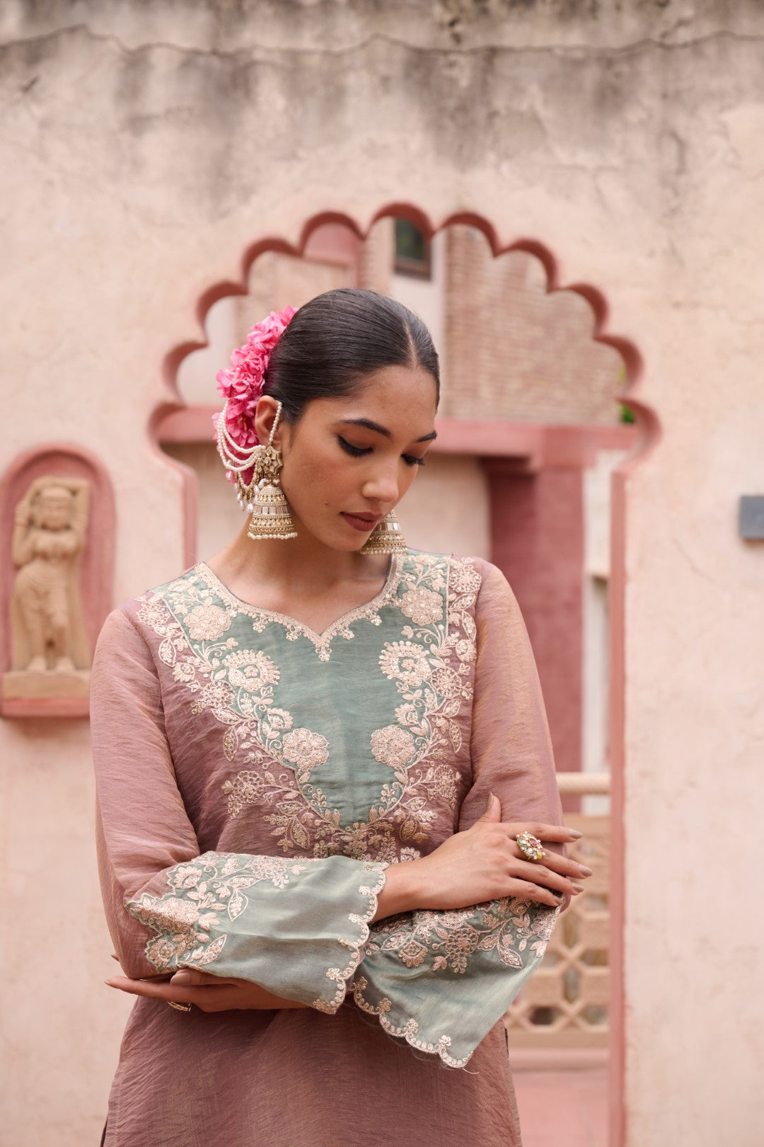 Gaurisha Tan Full Work Premium Suit set